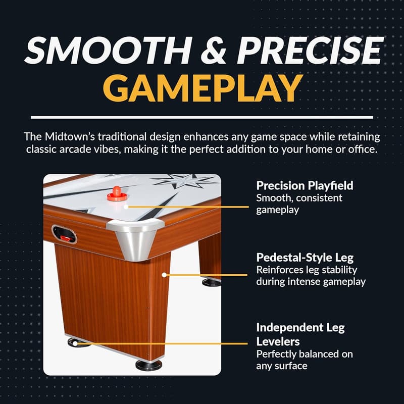 Family Air Hockey Table with Electronic Scoring and Cherry Finish