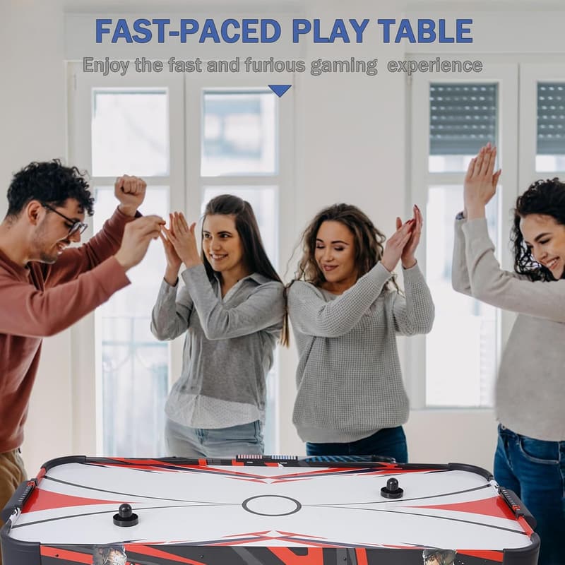 Indoor Air Hockey Table with LED Scoreboard & 12V Motor