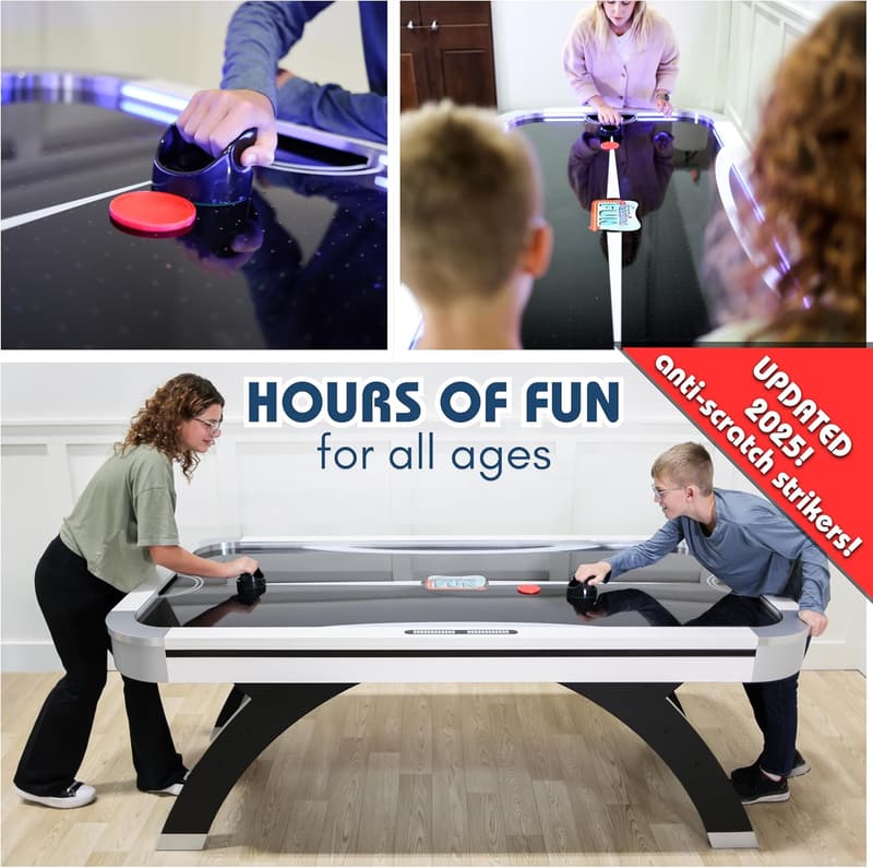 Light-Up 7 ft Air Hockey Table for Adults – Indoor Arcade Game