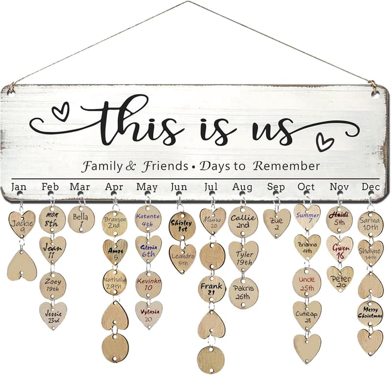 Grandma Birthday Tracker Calendar Wall Hanging for Family