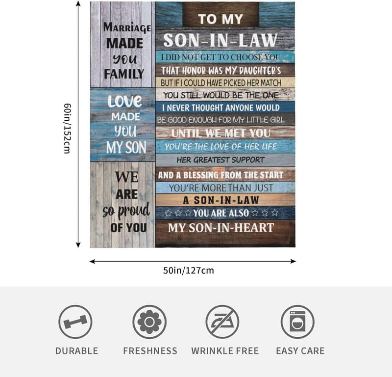 Son-in-Law Gift Blanket for Father's Day & Birthdays, 60