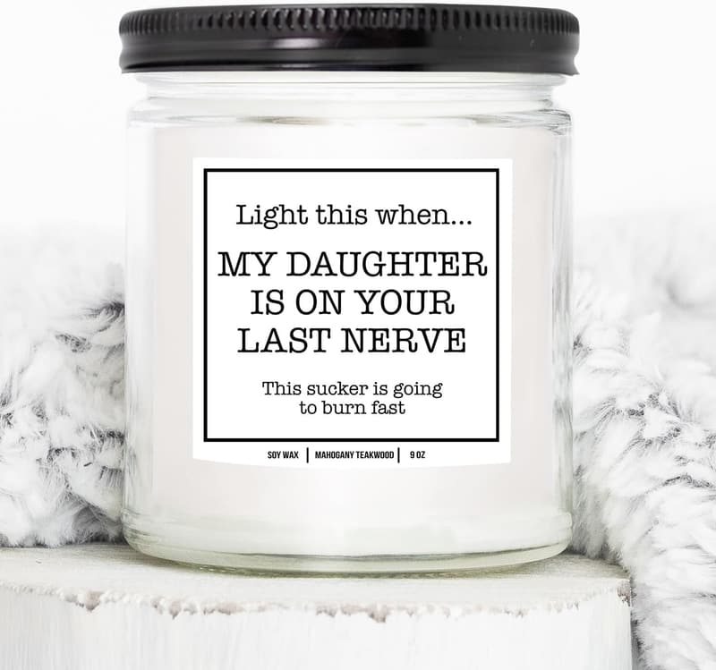 Son-in-Law Birthday Gift: 9 oz Last Nerve Candle (Mahogany Teakwood)