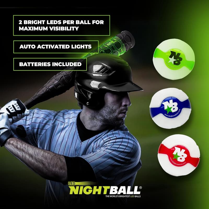 LED Glow-in-the-Dark Baseballs - 3-Pack for Teens