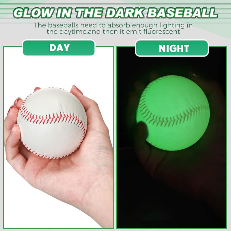 Glow in the Dark Baseballs - 3 Pack, Official Size - Fun Gift for Kids