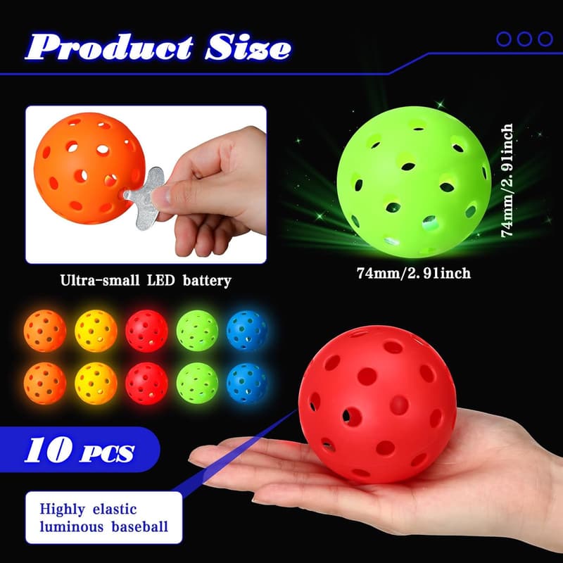 10 Pack Glow-in-the-Dark Baseballs and Softballs for Training