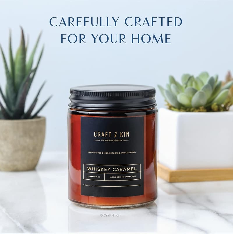Father's Day Premium Whiskey Caramel Candle for Men - 8oz