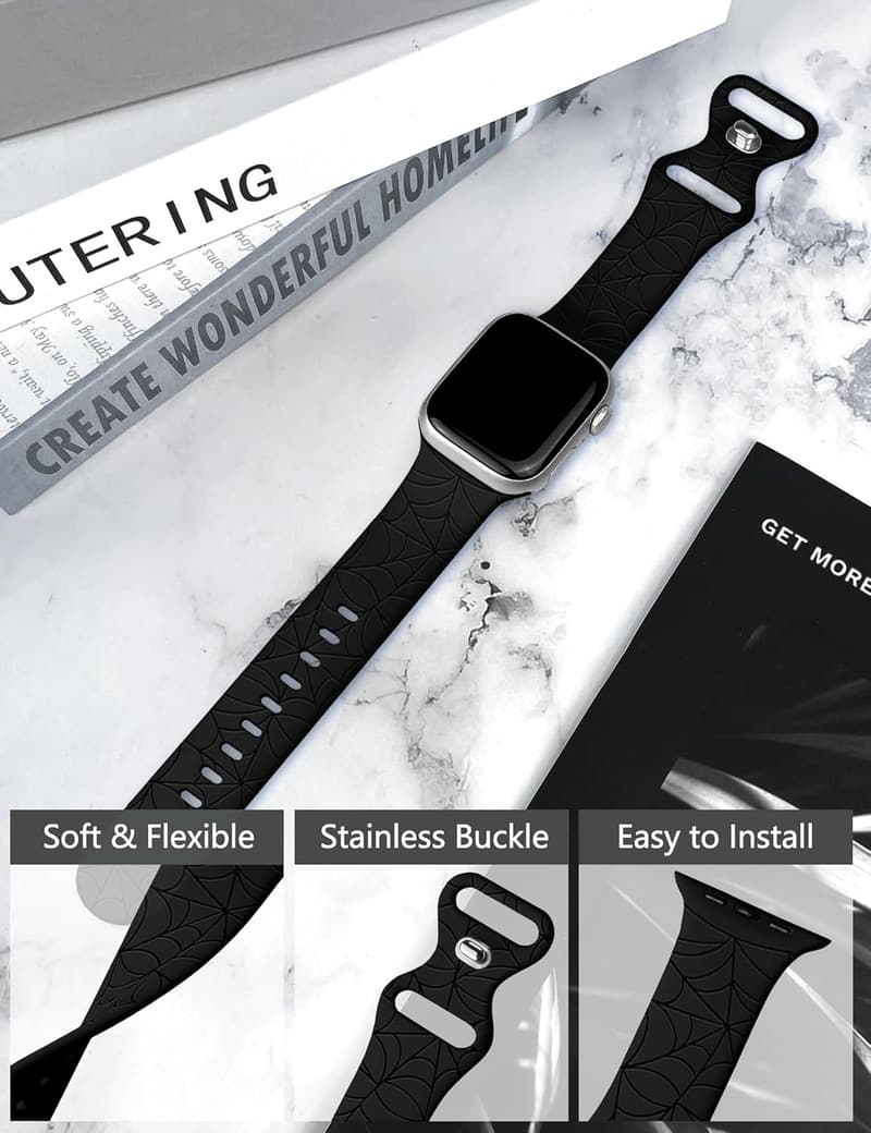 Stylish Engraved Spider Apple Watch Band for Men & Women