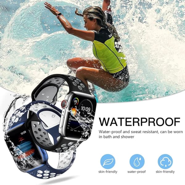 Apple Watch Sport Band Set for Men and Women - Breathable Silicone, 4 Pack