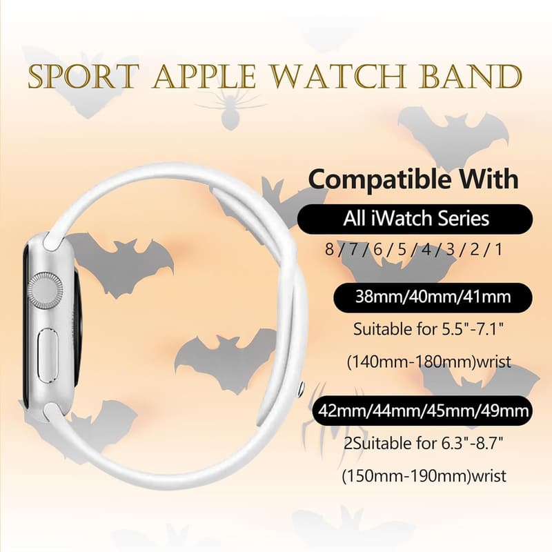 Apple Watch Sport Band - Soft Silicone, Compatible Sizes