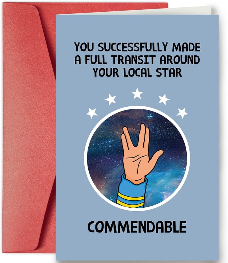 Funny Space Travel Birthday Card for Men and Women