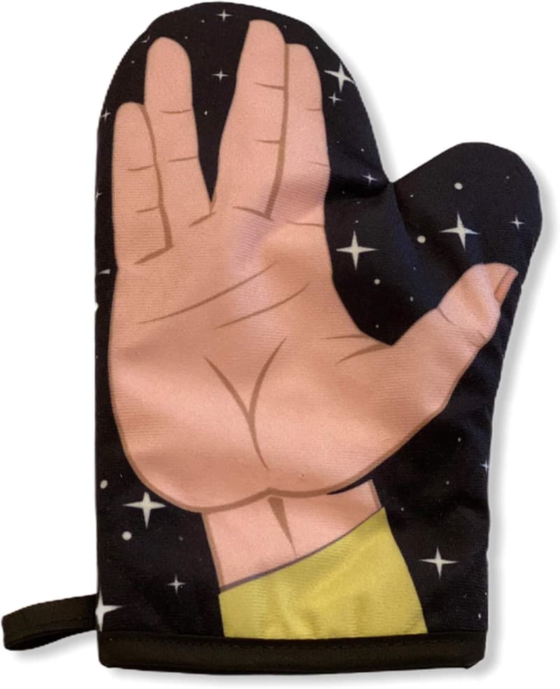 Funny Alien Graphic Oven Mitt - Live Long Kitchen Accessory