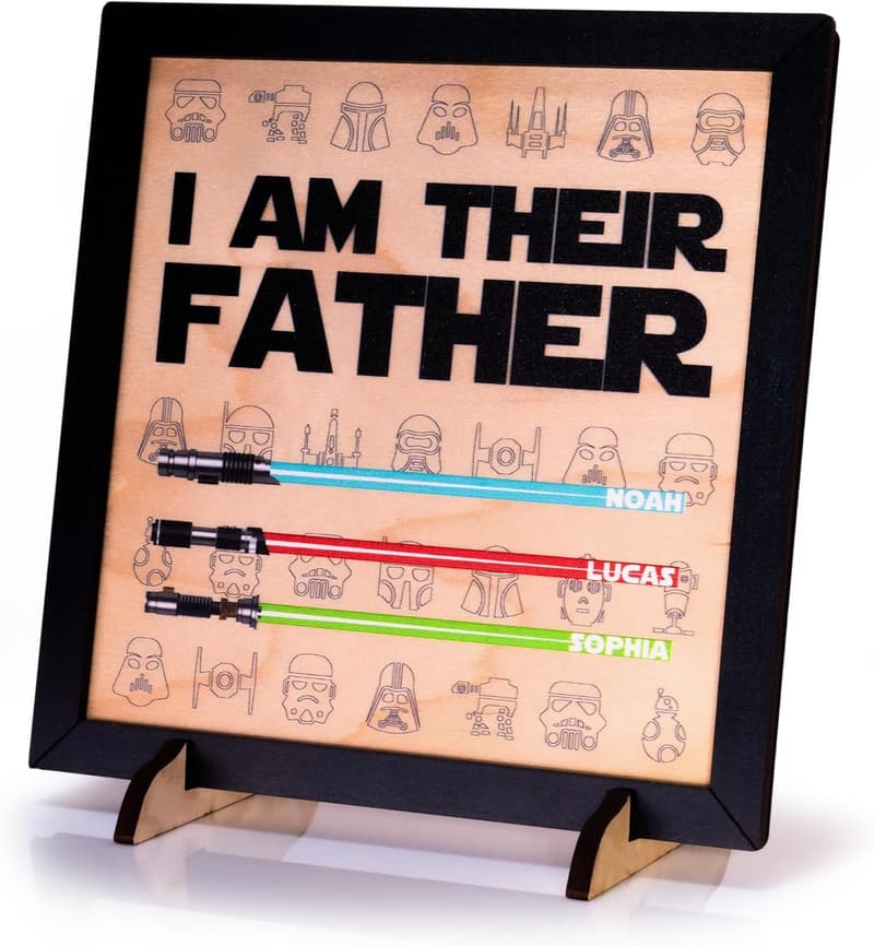 Personalized Father's Day Wooden Sign with Kids' Names - Star Wars Theme