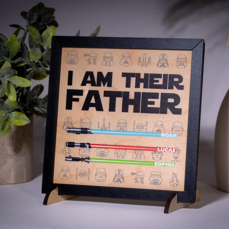 Personalized Father's Day Wooden Sign with Kids' Names - Star Wars Theme
