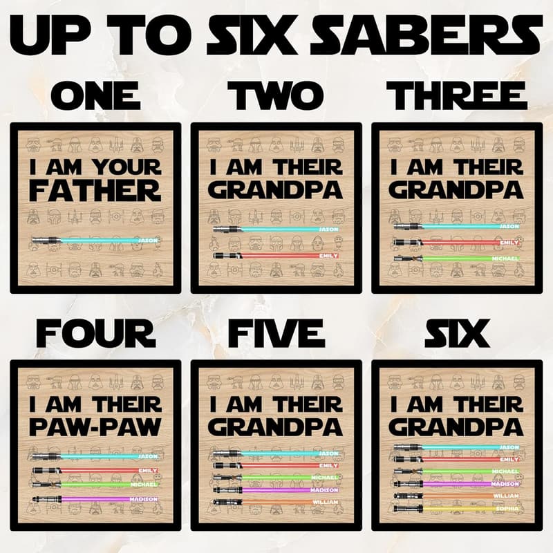 Personalized Father's Day Wooden Sign with Kids' Names - Star Wars Theme