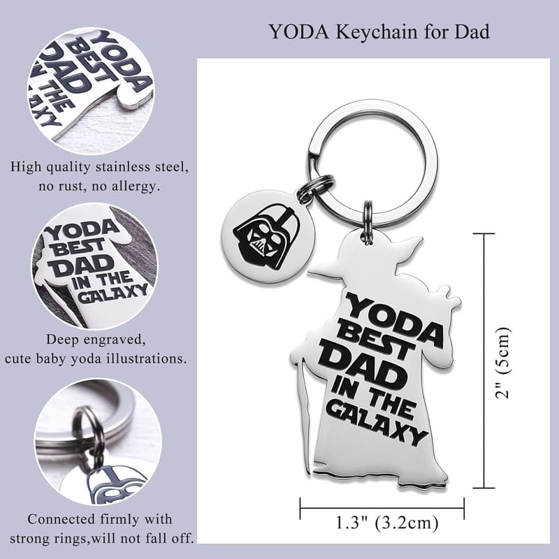 Best Dad Ever Yoda Keychain | Star Wars Gift