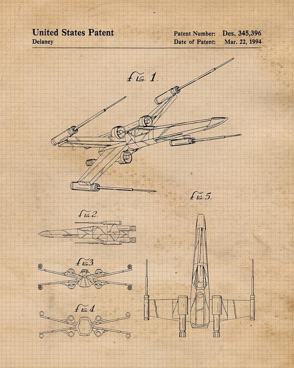 Vintage Star Vessels Patent Prints Wall Art for Home & Office