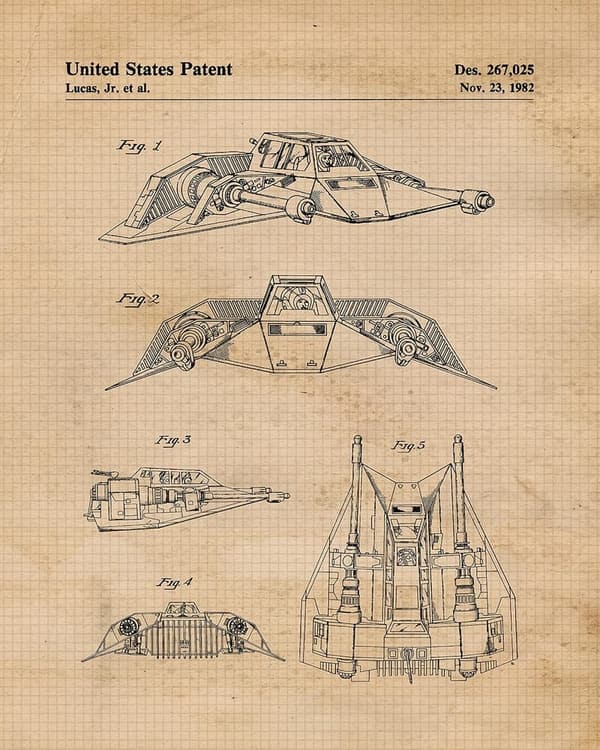 Vintage Star Vessels Patent Prints Wall Art for Home & Office