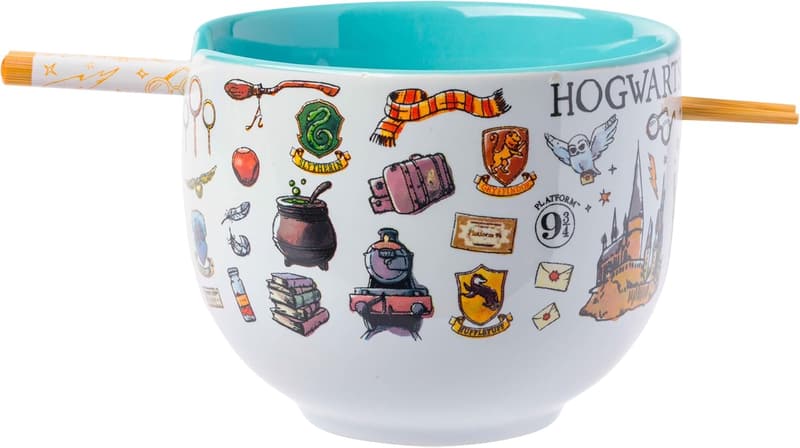 Harry Potter Icons Ceramic Ramen Bowl with Chopsticks, 20 oz