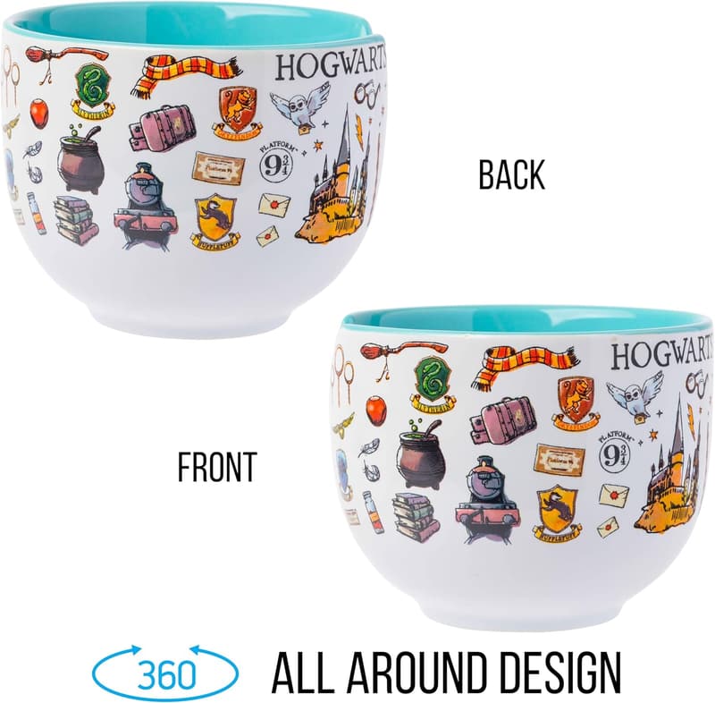 Harry Potter Icons Ceramic Ramen Bowl with Chopsticks, 20 oz