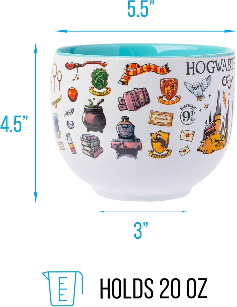 Harry Potter Icons Ceramic Ramen Bowl with Chopsticks, 20 oz
