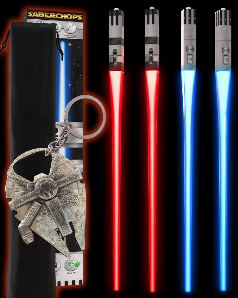 Star Wars LED Lightsaber Chopsticks - 2 Pairs with Keychain