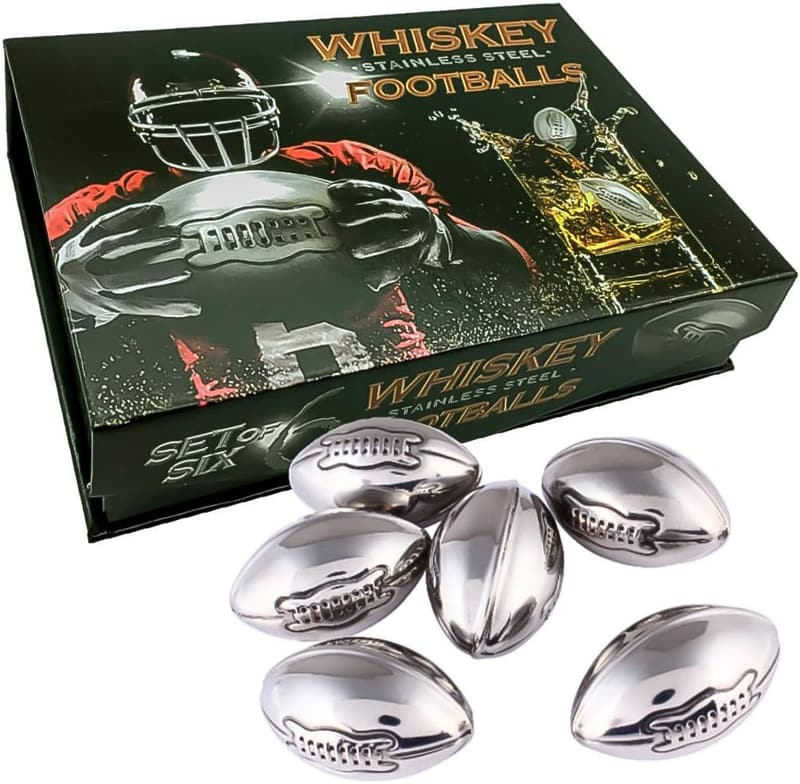 Father's Day Stainless Steel Football Whisky Stones Gift for Him