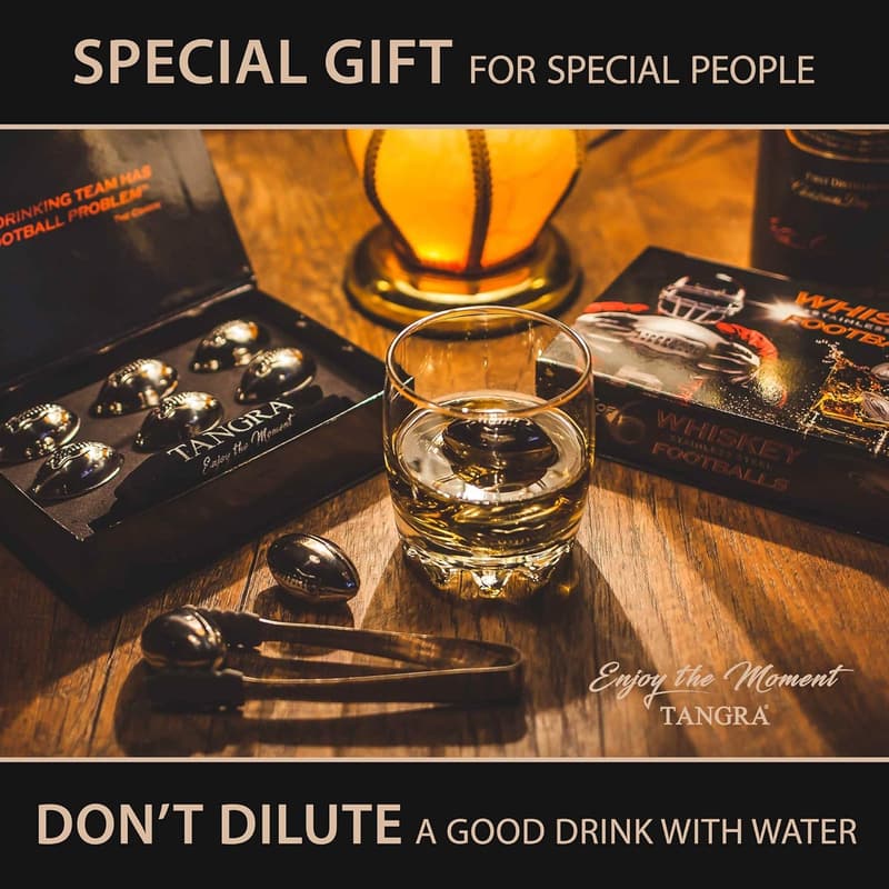 Father's Day Stainless Steel Football Whisky Stones Gift for Him