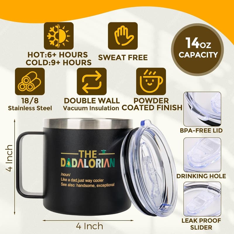 Father's Day Insulated Tumbler Mug - 14oz Stainless Steel