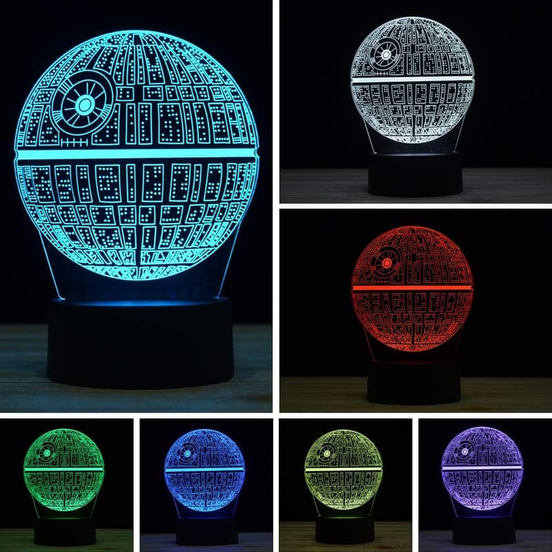 Death Star 3D Illusion Night Light - 7 Color Touch Lamp for Kids