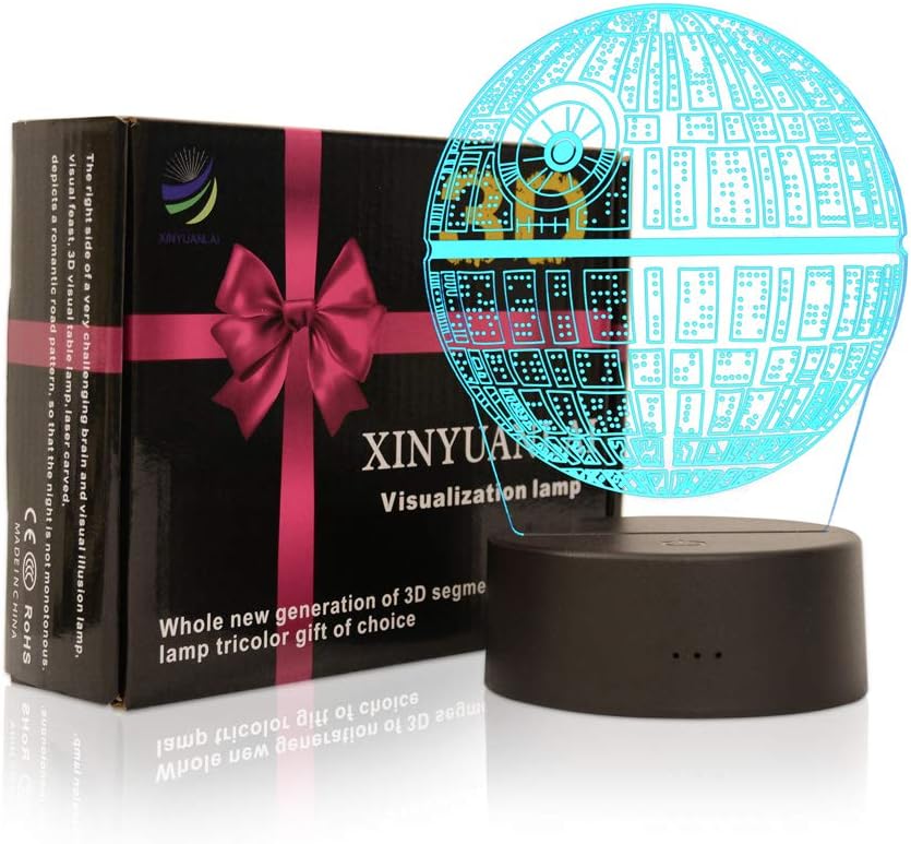 Death Star 3D Illusion Night Light - 7 Color Touch Lamp for Kids