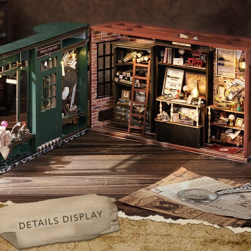 DIY Miniature Dollhouse Kit - Magic Wand Shop with Dust Cover