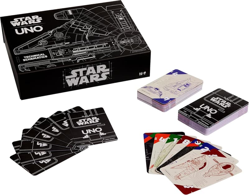 UNO Star Wars Card Game with Technical Schematics for All Ages