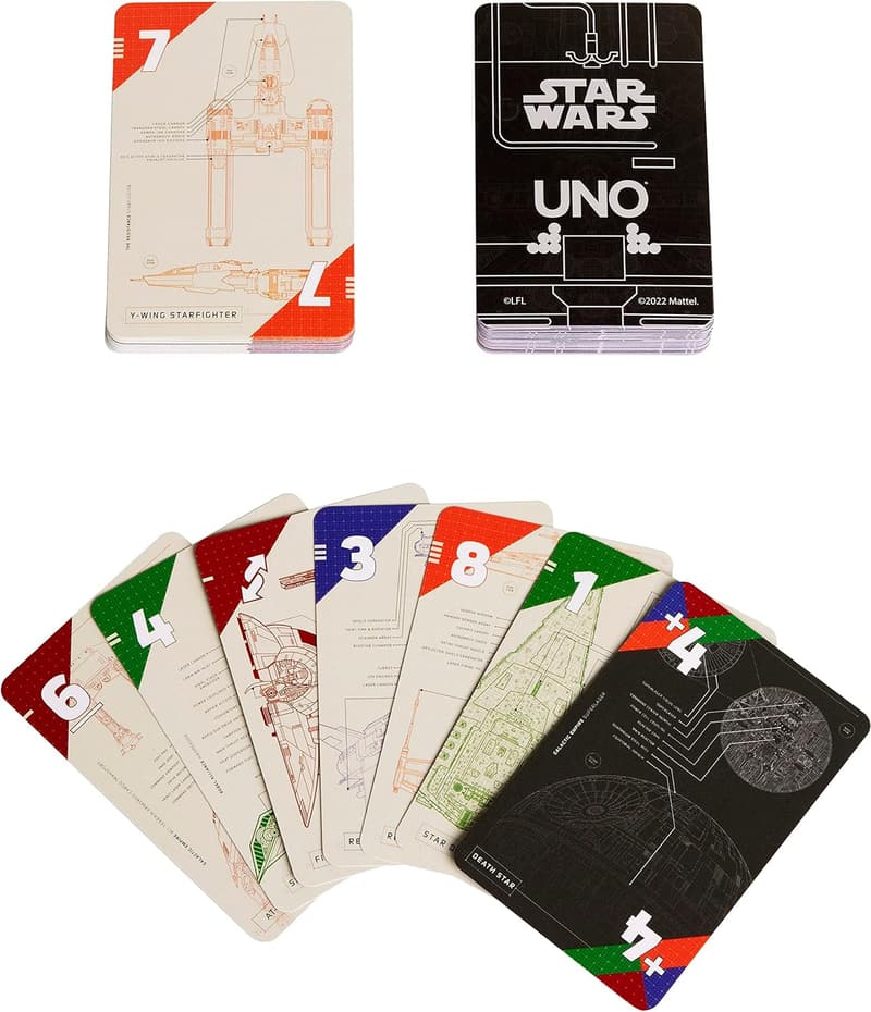 UNO Star Wars Card Game with Technical Schematics for All Ages
