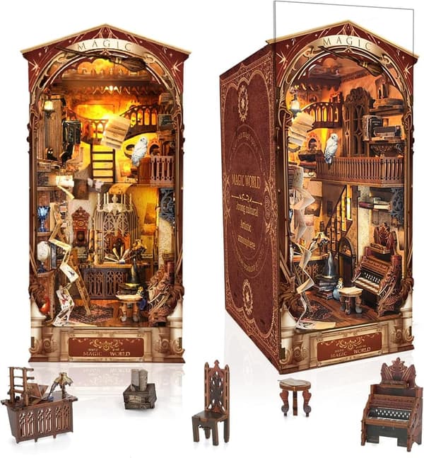 DIY Dollhouse Book Nook Kit with LED - Magic World Decor