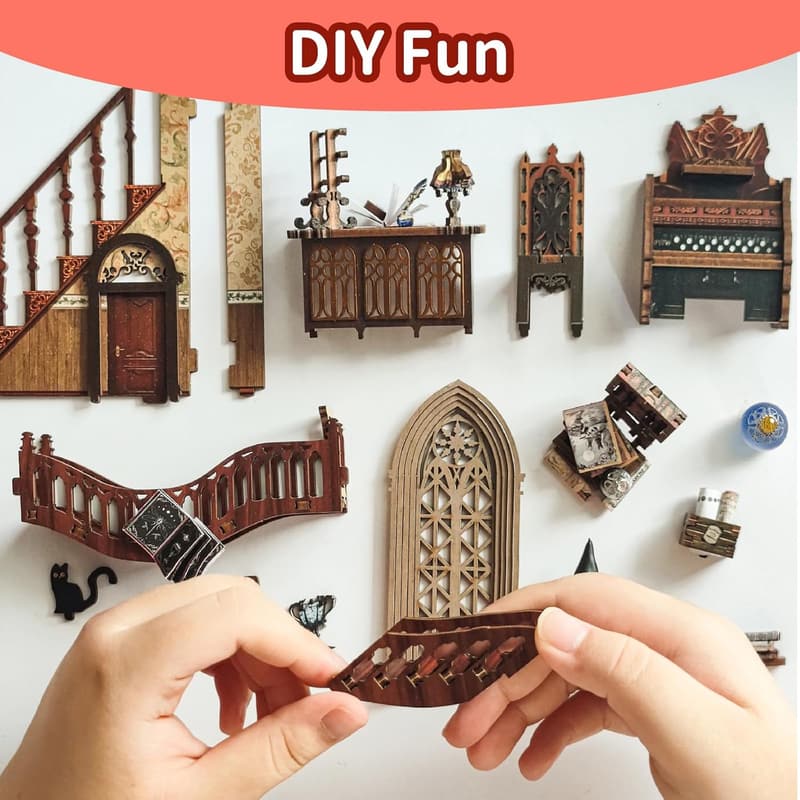 DIY Dollhouse Book Nook Kit with LED - Magic World Decor