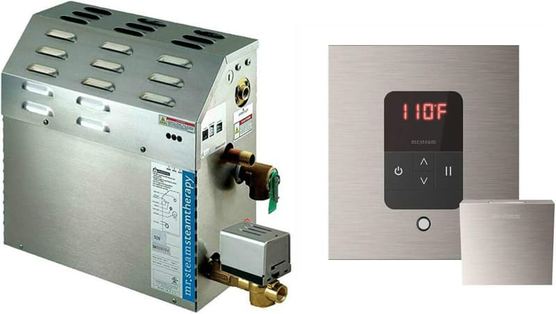 Steam Bath Generator Package - Square Brushed Nickel Finish