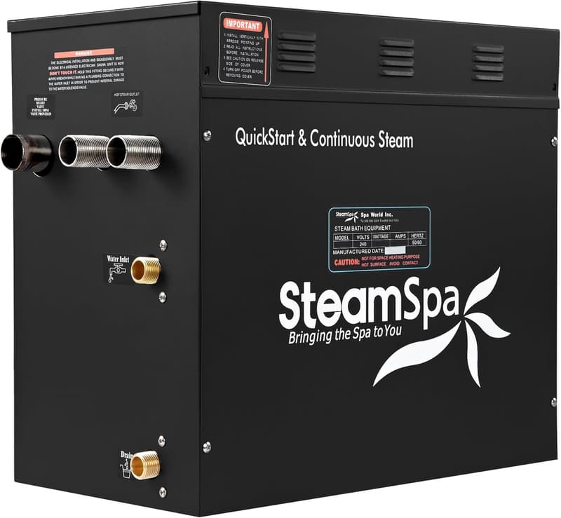 Steam Shower Generator Kit with Matte Black Shower Head and Wi-Fi Control
