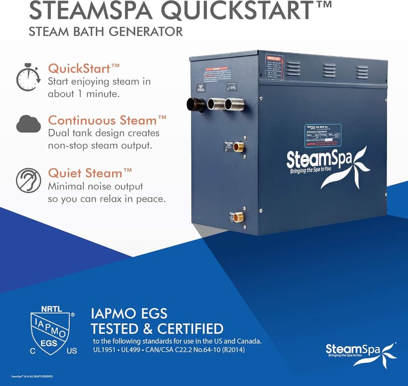 SteamSpa Executive 12 KW Steam Bath Generator Package