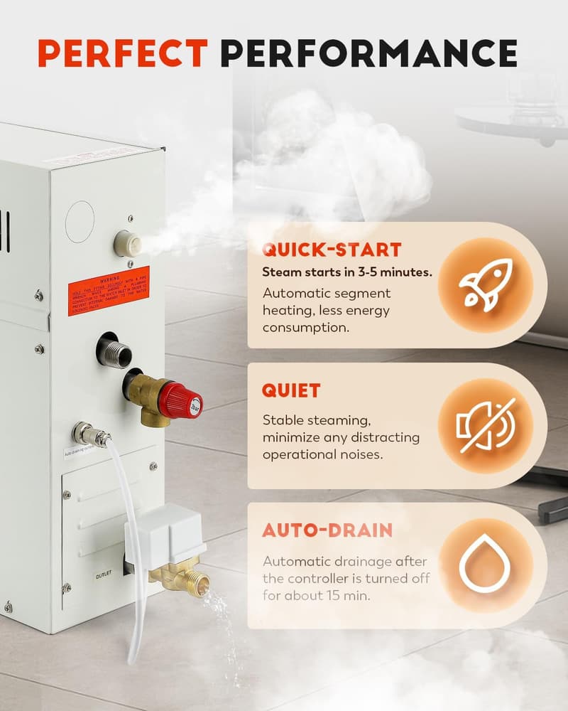 10.5KW Luxury Home Steam Shower System with Auto Drain