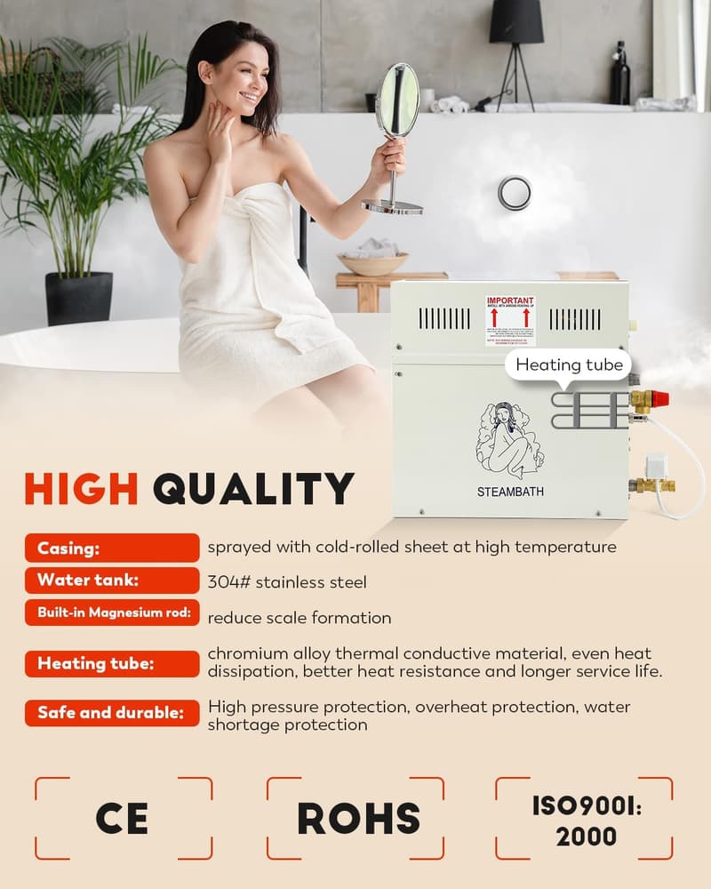 10.5KW Luxury Home Steam Shower System with Auto Drain
