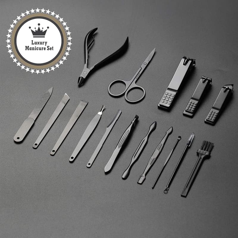 Stainless Steel Manicure Set in PU Leather Case for Adults