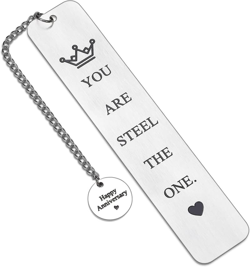 11th Anniversary Steel Bookmark Gift for Couples