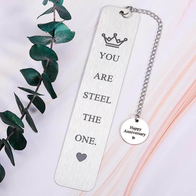 11th Anniversary Steel Bookmark Gift for Couples