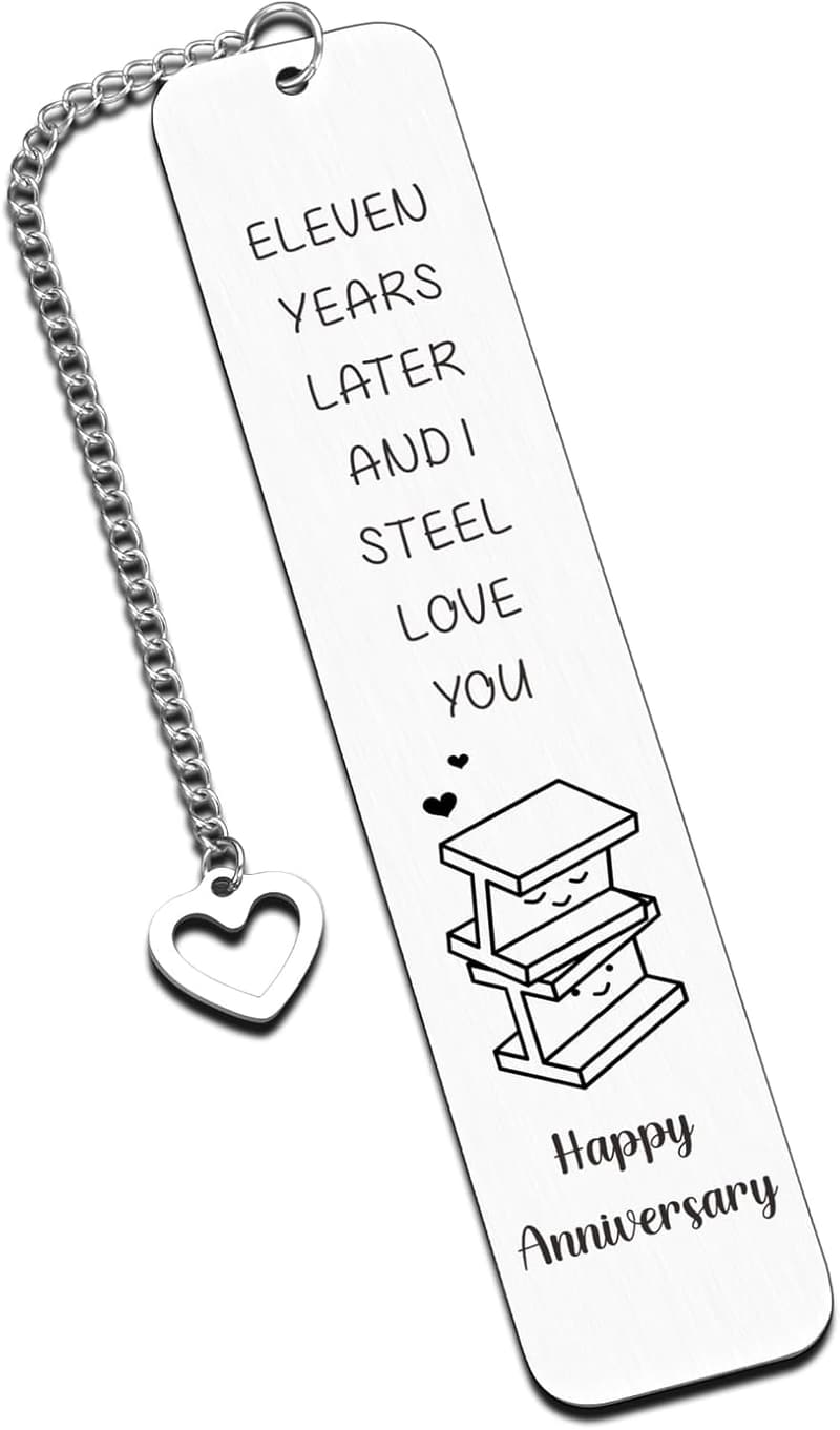 11th Anniversary Steel Bookmark for Couples