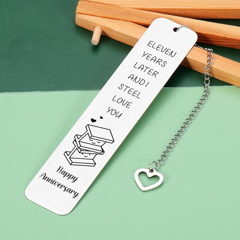 11th Anniversary Steel Bookmark for Couples