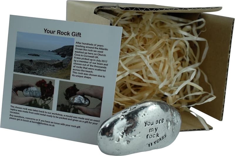 11th Anniversary Solid Metal Polished Rock Gift