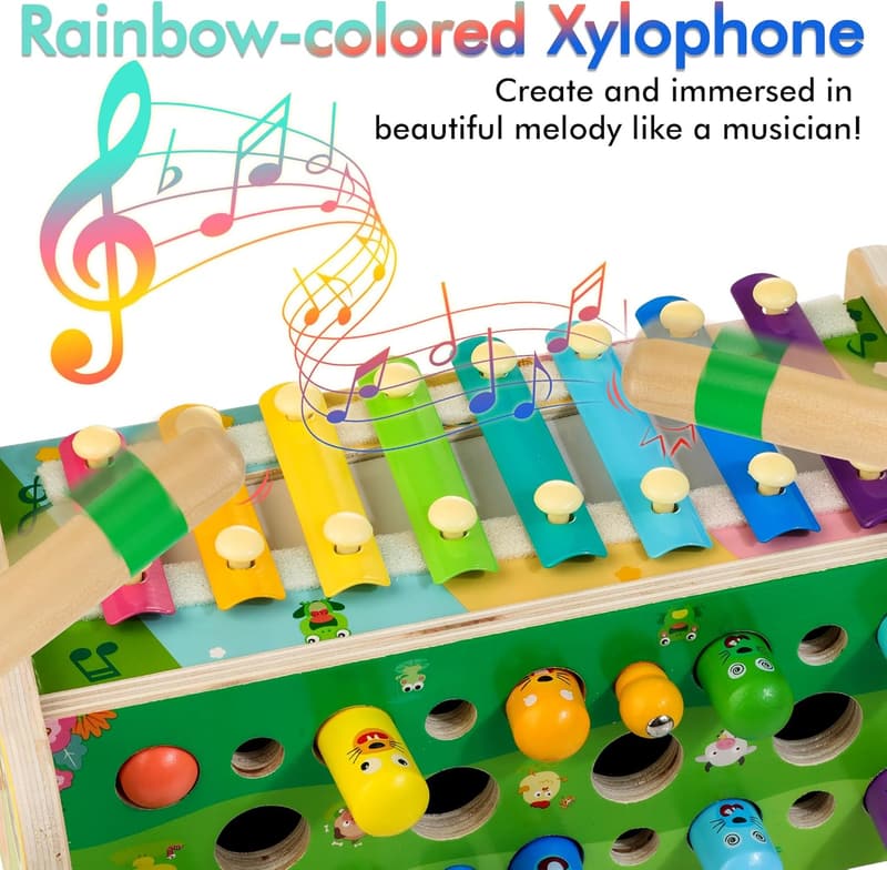 Montessori 6-in-1 Wooden Toys for Toddlers Age 1-4