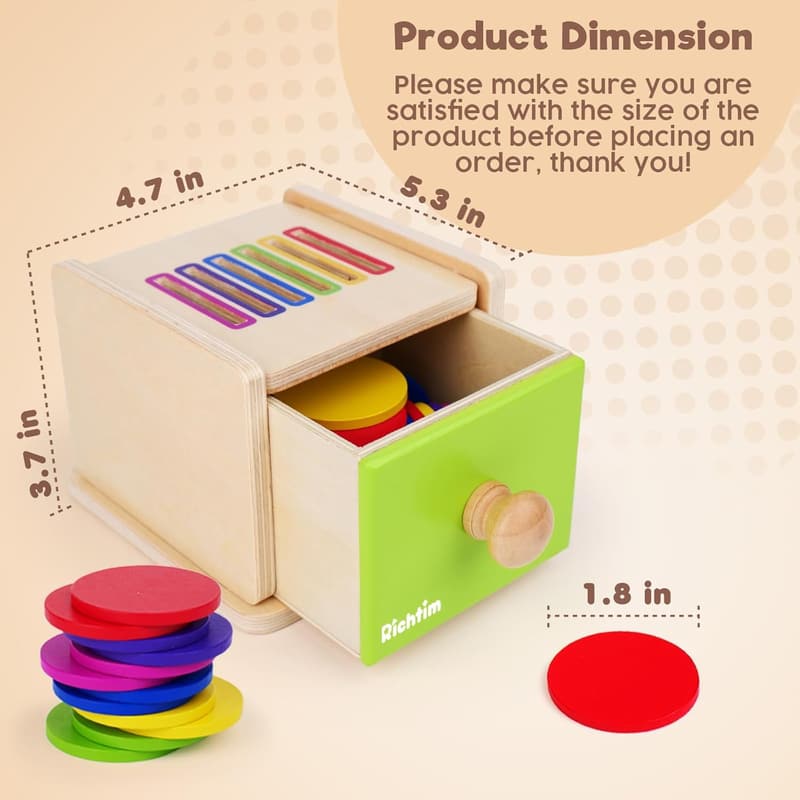Color Sorting Wooden Toy for Toddlers 1-3 Years