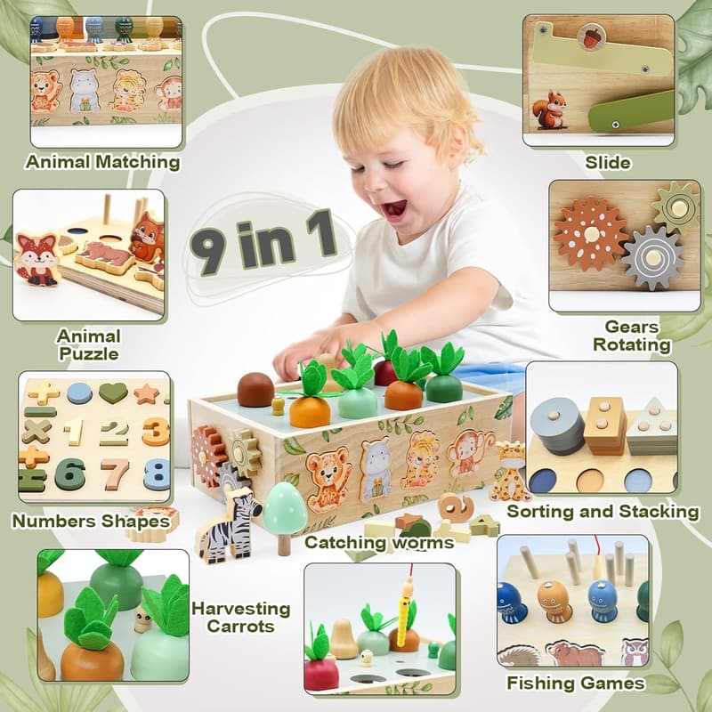 Wooden Montessori Activity Toy for Toddlers (1-4 Years)
