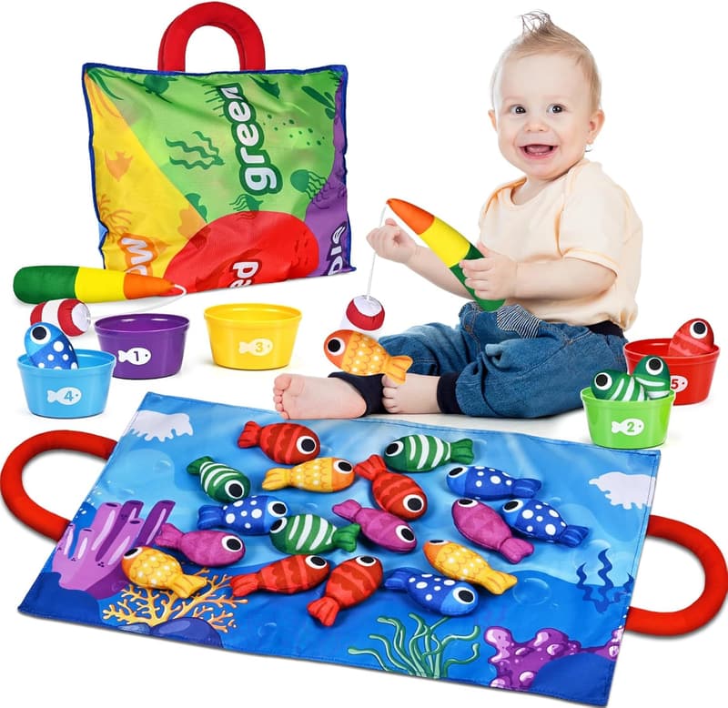 Montessori Fishing Game Toy with Stacking Cups - Educational Gift for Toddlers